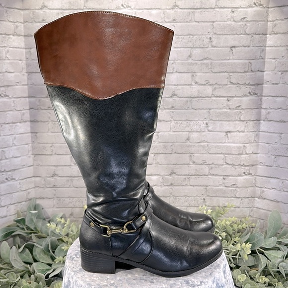Rampage “ILISSA” Black & Brown Knee High Wide-Calf Riding Boots WMS 7.5W🤎VGUC - Picture 5 of 13
